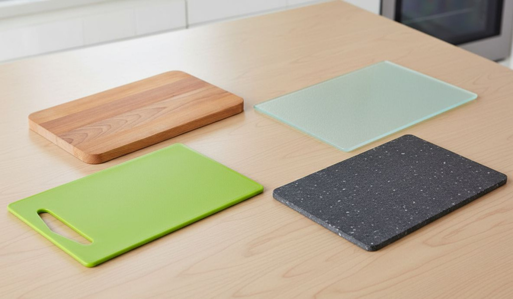Деревянная, пластиковая, стеклянная, каменная разделочная доска